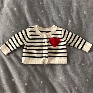 Baby GAP Striped Heart Sweater, EUC, 0-3 mos
